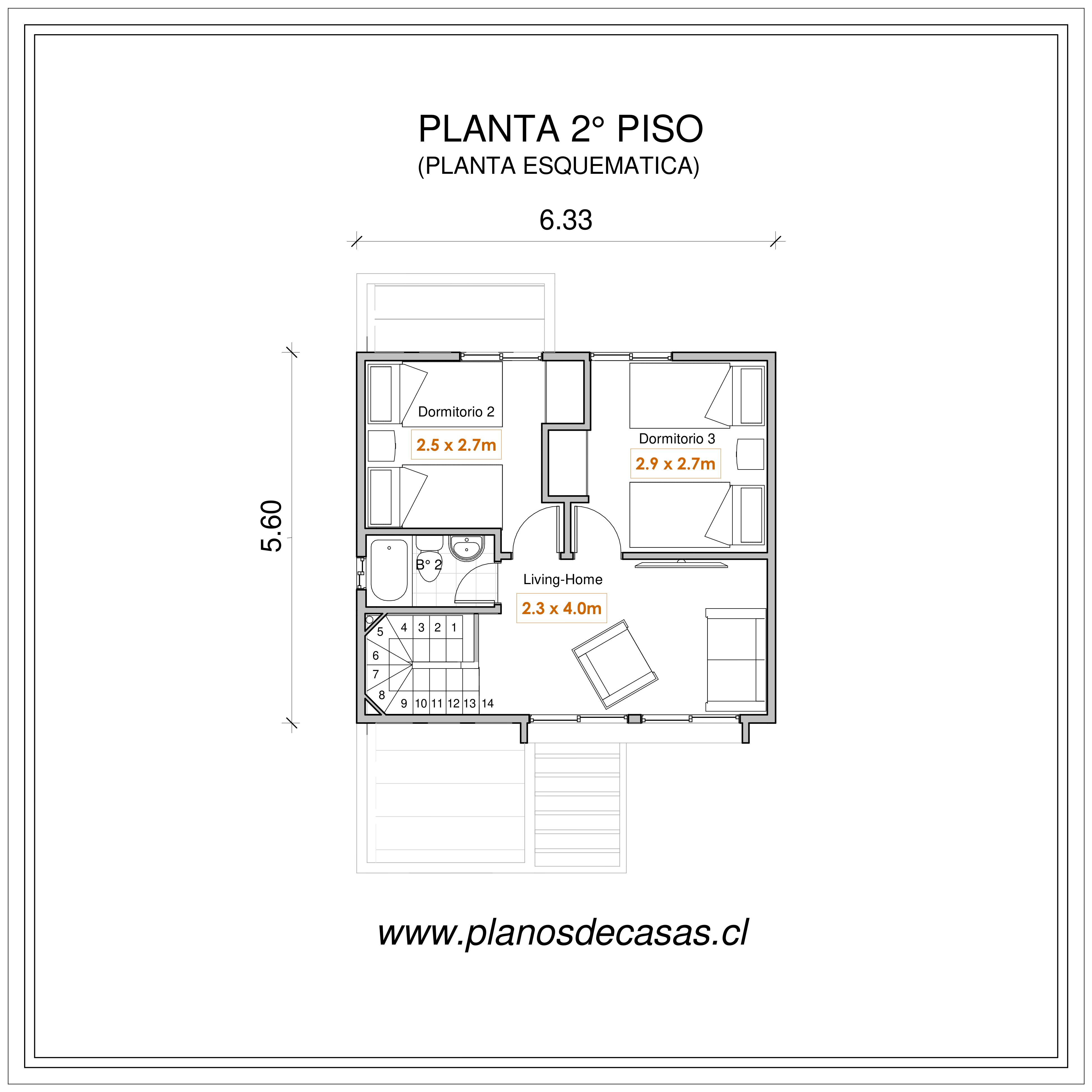 Planta Segundo Piso de Planos Casa Bari 2